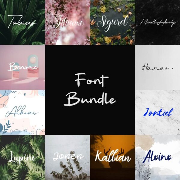 Elegant Font Bundle – 12 Handcrafted Typefaces